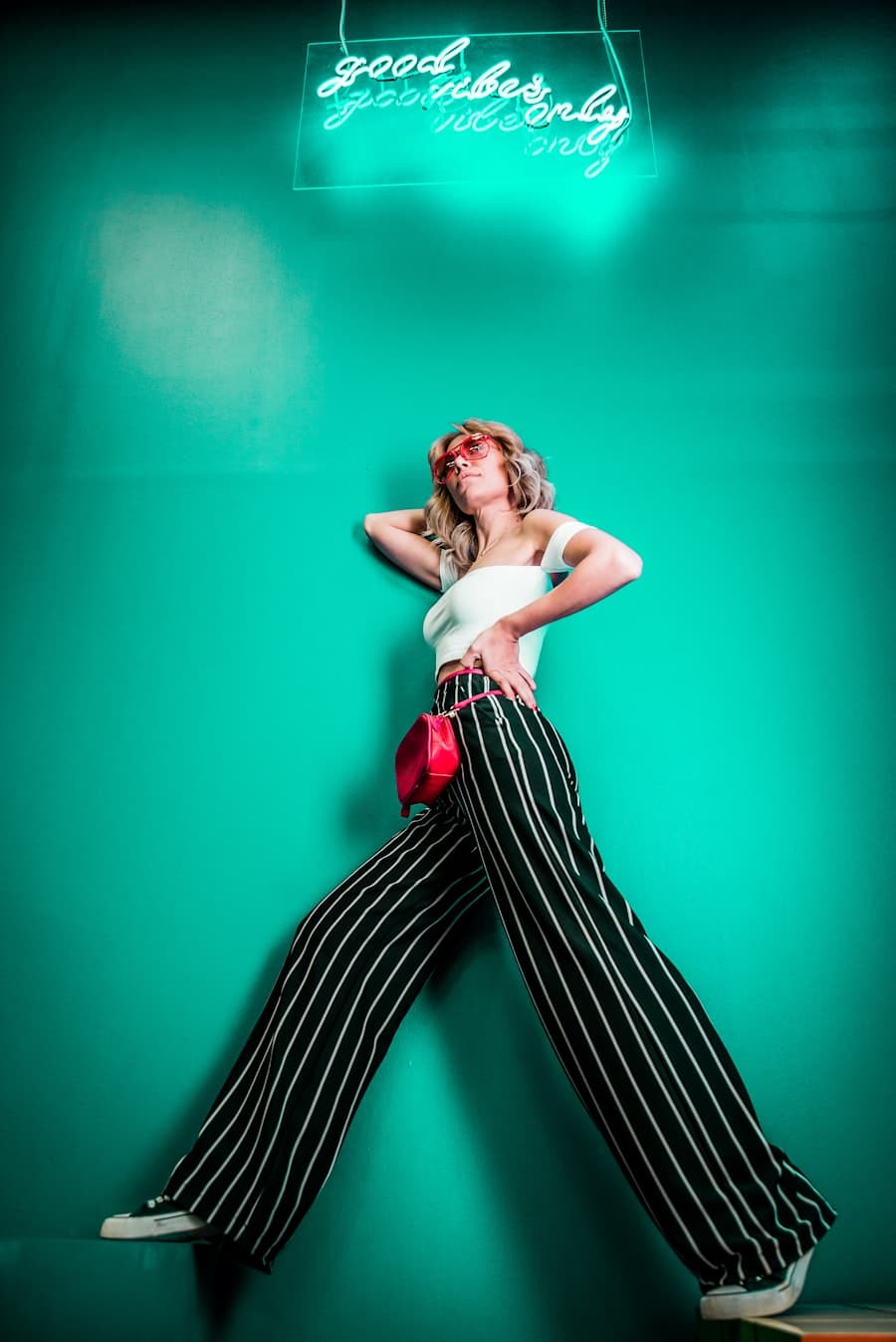 Striped Wide-Leg Co-ord-green colour