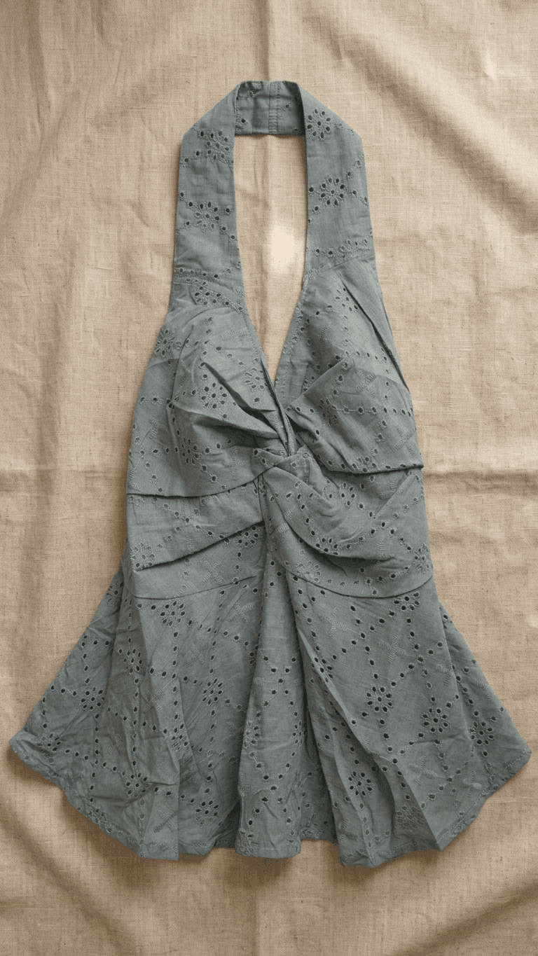 Bluish Grey Chikankari Halter Neck Tops