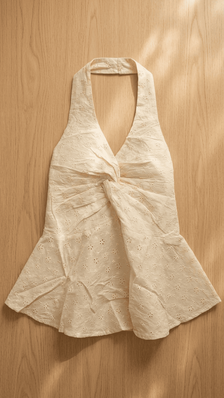 Ivory Chikankari Halter Neck Tops