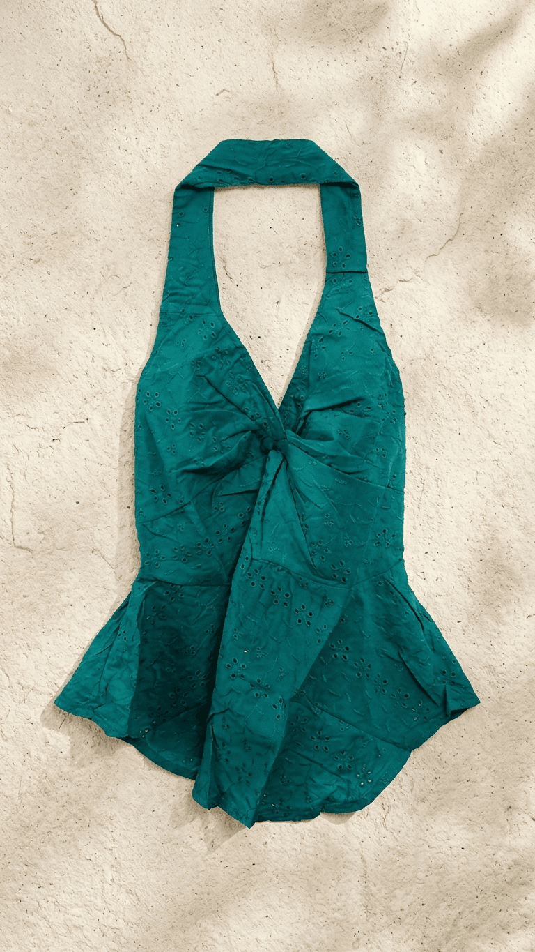 Green Chikankari Halter Neck Tops
