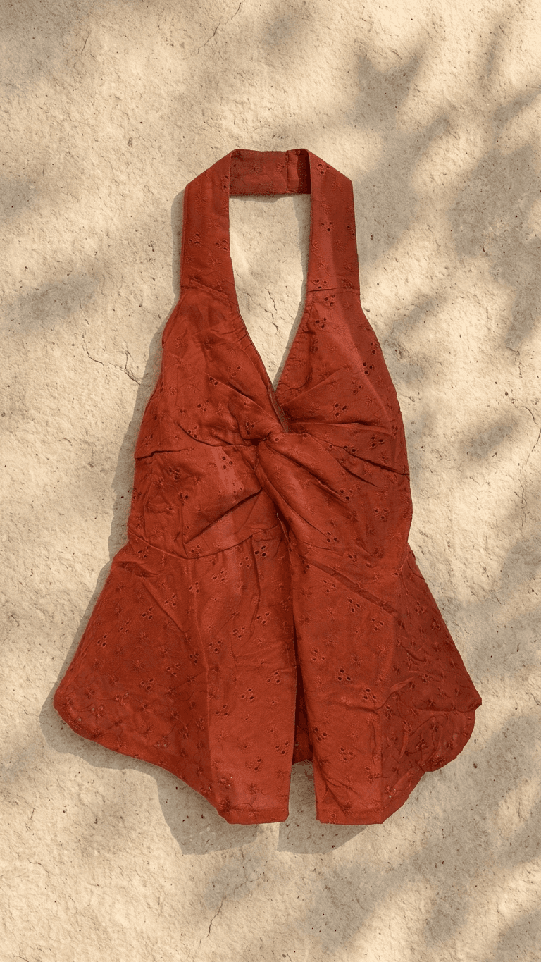 Maroon Chikankari Halter Neck Tops