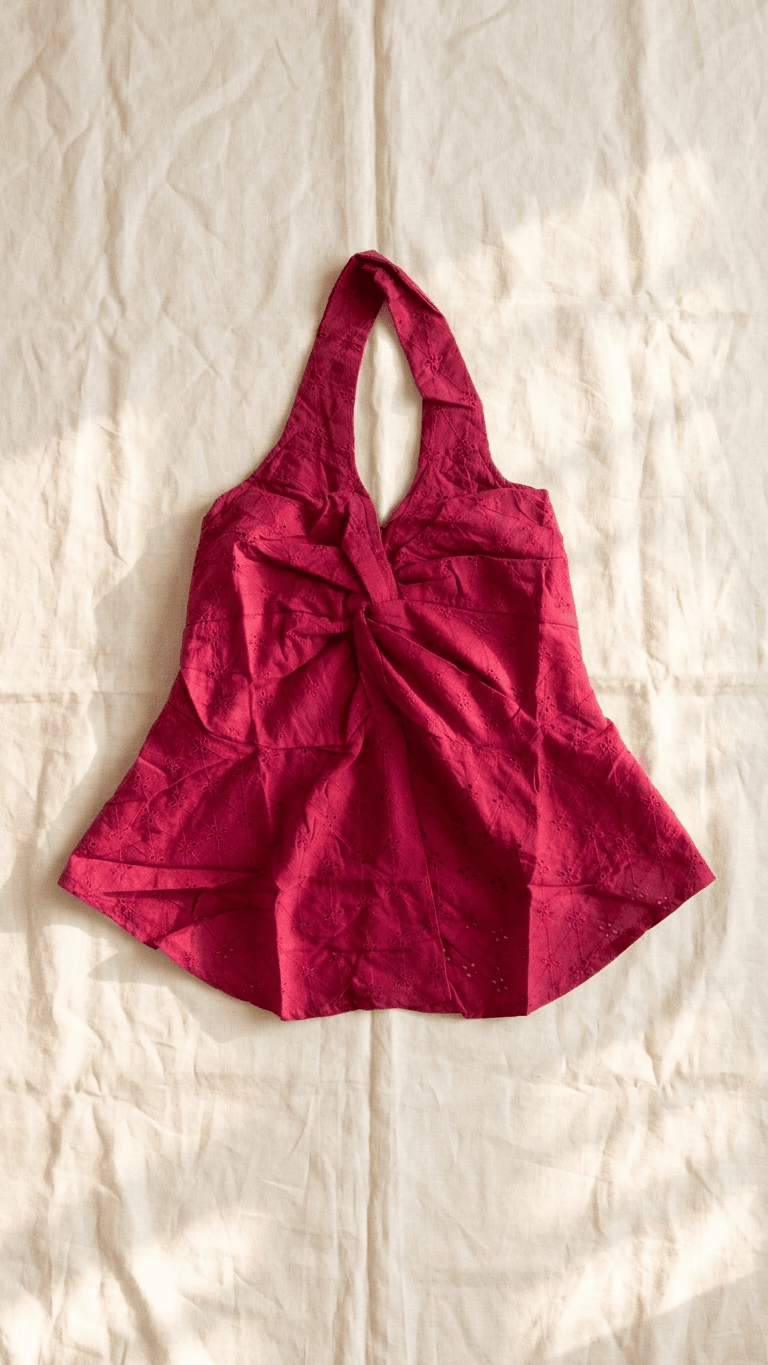Dark Pink Chikankari Halter Neck Tops